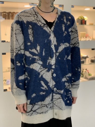 LAD MUSICIAN / MOHAIR W JACQUARD LEAF KNIT LONG CARDIGAN / LIGHT