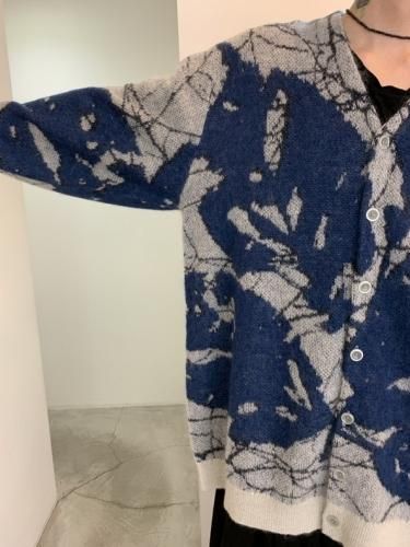 LAD MUSICIAN / MOHAIR W JACQUARD LEAF KNIT LONG CARDIGAN