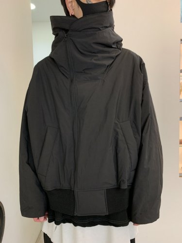 my beautiful landlet / DIVER CROSS DOWN HOODED BLOUSON / Black