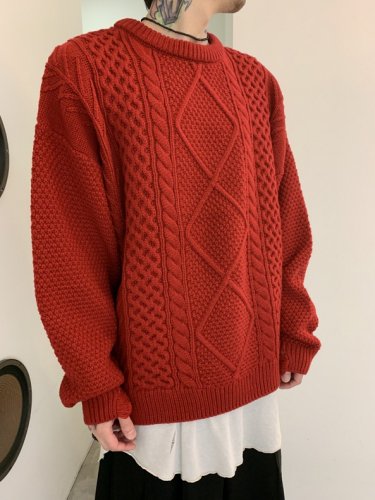 VICTIM / DAMEGE CABLE KNIT / RED - LAD MUSICIAN・A.F ARTEFACT・my 