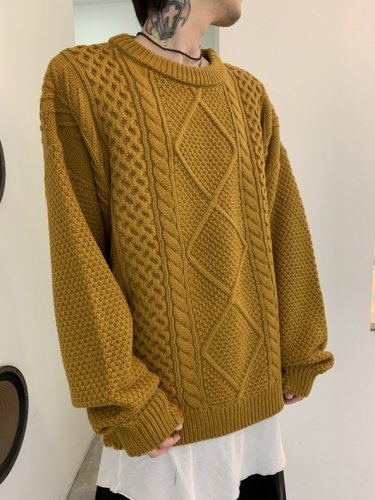 VICTIM / DAMEGE CABLE KNIT / MUSTARD ※在庫はお問い合わせ