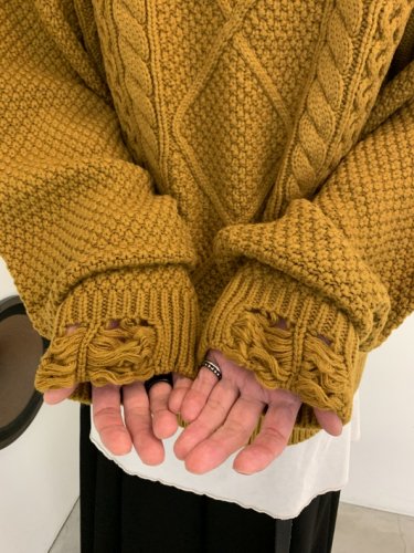 VICTIM / DAMEGE CABLE KNIT / MUSTARD ※在庫はお問い合わせ下さい