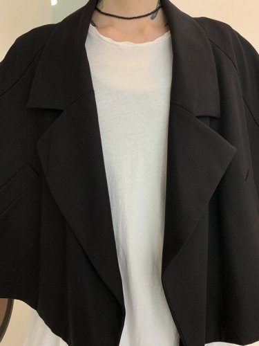 my beautiful landlet / TWILL WRINKLE WIDE JACKET / Black - LAD