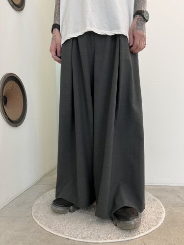 VOAAOV / WOOL LIKE POLYESTER EASY WIDE PANTS / Charcoal - LAD