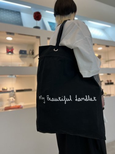 my beautiful landlet / COTTON NYLON BIO PEACH TOTE BAG / Black