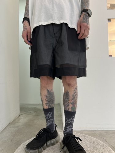 WIZZARD / SHEER LAYERED SHORT PANTS / BLACK - LAD MUSICIAN・A.F