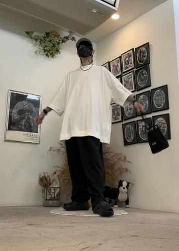 LAD MUSICIAN / POLYESTER TROPICAL GATHER WIDE / BLACK - LAD