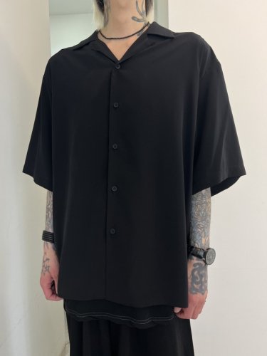 LAD MUSICIAN / DECHINE BIG SHORT SLEEVE OPEN COLAR SHIRT / BLACK