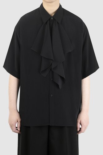 LAD MUSICIAN / DECHINE BIG SHORT SLEEVE FRILL SHIRT / BLACK - LAD