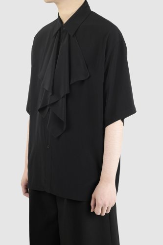 LAD MUSICIAN / DECHINE BIG SHORT SLEEVE FRILL SHIRT / BLACK - LAD