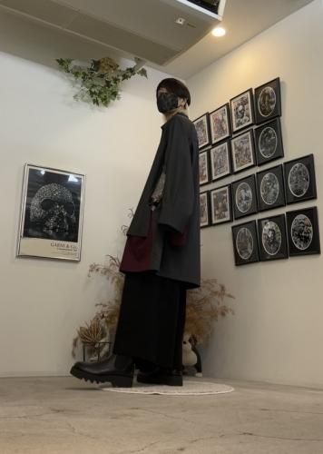 LAD MUSICIAN / 40/1 T-CLOTH ASYMMETRY PANTS / BLACK - LAD