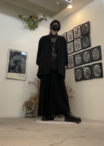 LAD MUSICIAN / 40/1 T-CLOTH ASYMMETRY PANTS / BLACK - LAD MUSICIAN