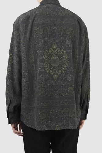 LAD MUSICIAN / DECHINE PERSIA BIG SHIRT / BLACK GREEN - LAD