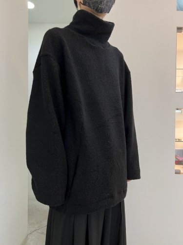 my beautiful landlet / RECYCLED WOOL PILE HI-NECK PULLOVER / BLACK ...