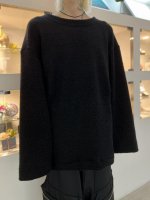 my beautiful landlet / RECYCLED WOOL PILE CREW NECK PULLOVER / BLACK
