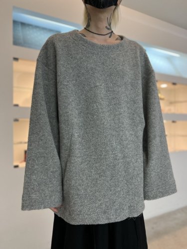 my beautiful landlet / RECYCLED WOOL PILE CREW NECK PULLOVER