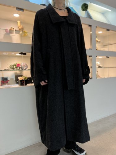 VOAAOV / BISHU RECYCLE RIDGE WOOL Stand Collar Long Coat