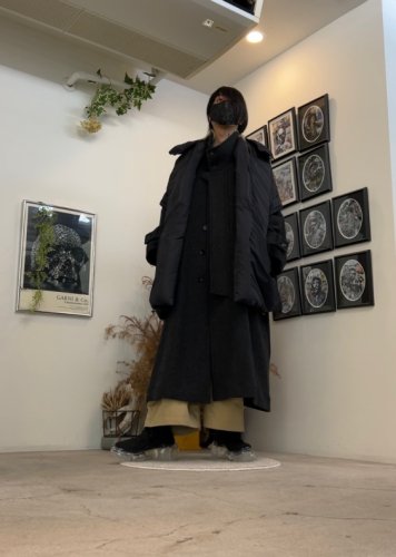 VOAAOV / BISHU RECYCLE RIDGE WOOL Stand Collar Long Coat