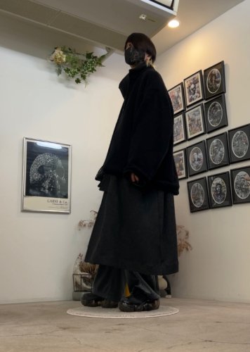 VOAAOV / BISHU RECYCLE RIDGE WOOL Stand Collar Long Coat