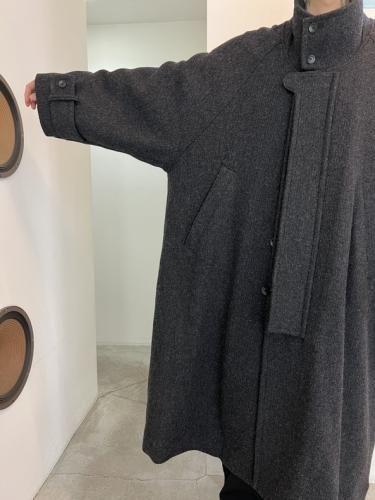 VOAAOV / BISHU RECYCLE RIDGE WOOL Stand Collar Long Coat