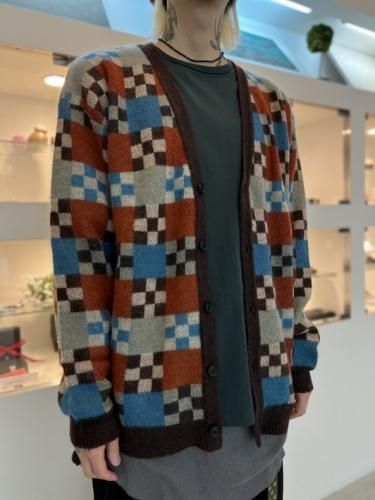 glamb / Chequered Cardigan / Brown×Orange - LAD MUSICIAN