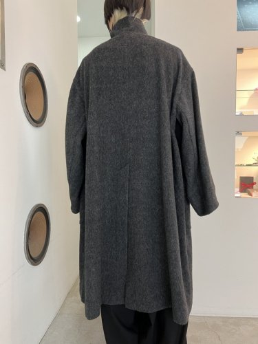 VOAAOV / RECYCLE HERRINGBONE BLANKET Long Coat / BLACK - LAD