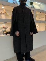 VOAAOV / RECYCLE HERRINGBONE BLANKET Long Coat / BLACK
