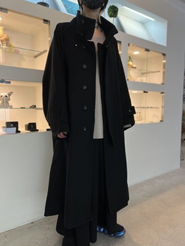 VOAAOV / S100 WOOL BEAVER Stand Collar Long Coat / BLACK - LAD