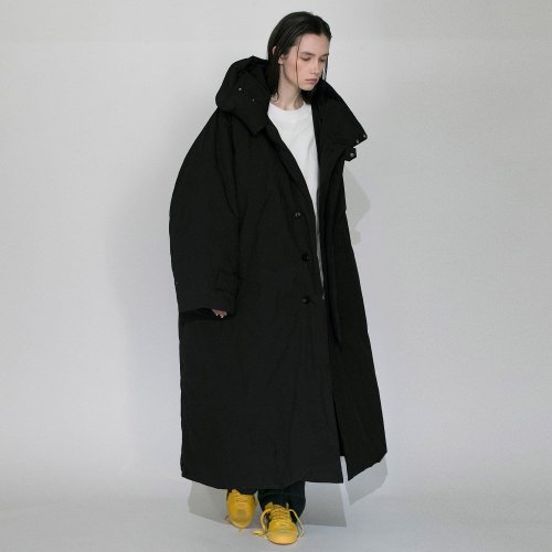 VOAAOV / KAWADA DOWN×BRIGHT JET TAFFETA Long Coat / BLACK - LAD