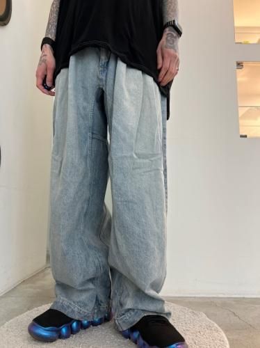 my beautiful landlet / 12oz DENIM TUCK WIDE PANTS（USED WASH