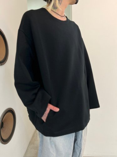 my beautiful landlet / DOUBLE KNIT CREW NECK PULLOVER / BLACK