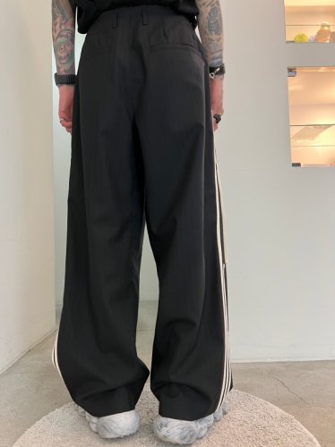 my beautiful landlet / TROPICAL CLOTH SIDE LINE WIDE PANTS / BLACK