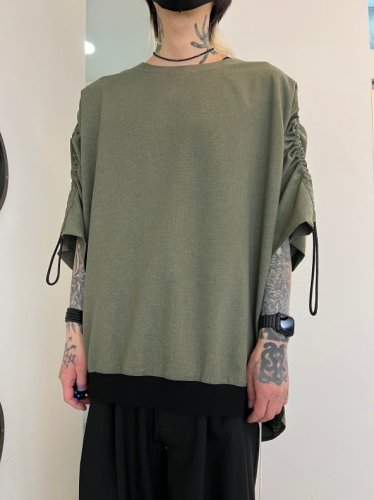 VOAAOV / GABERDINE Gather Sleeve T-Shirt / OLIVE - LAD MUSICIAN・A.F  ARTEFACT・my beautiful landlet・VOAAOV・VICTIM・GARNI等の通販 |  鳥取県米子市のセレクトショップ、サイコボックス＜＜Psychobox＞＞