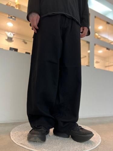 LAD MUSICIAN / 12oz FLAT DENIM TAPERED BAGGY PANTS / BLACK ONE