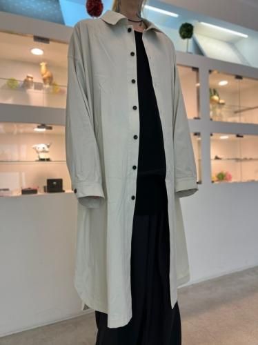 my beautiful landlet / GABERDINE LONG SHIRT COAT / CREAM - LAD