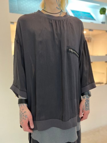 my beautiful landlet / DYED CUPRO TAFFETA BIG T-SHIRT / CHARCOAL