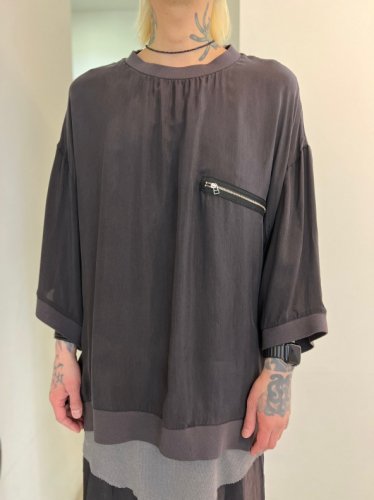 my beautiful landlet / DYED CUPRO TAFFETA BIG T-SHIRT / CHARCOAL