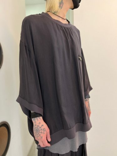 my beautiful landlet / DYED CUPRO TAFFETA BIG T-SHIRT / CHARCOAL