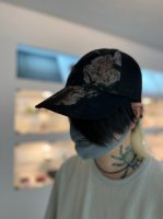 LAD MUSICIAN / PAINT FLOWER BUCKET HAT / DARK NAVY - LAD MUSICIAN