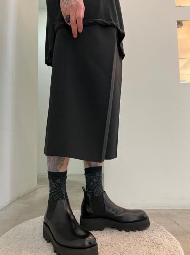 LAD MUSICIAN / POLYESTER TROPICAL 2TUCK SHORT SLACKS / BLACK