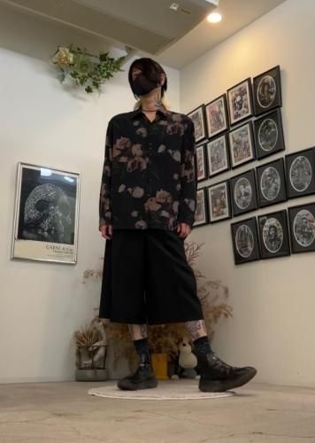 LAD MUSICIAN / POLYESTER TROPICAL 2TUCK SHORT SLACKS / BLACK