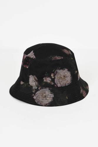 LAD MUSICIAN / PAINT FLOWER BUCKET HAT / BLACK - LAD