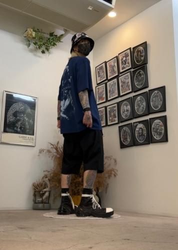 LAD MUSICIAN / PAINT FLOWER BUCKET HAT / DARK NAVY - LAD