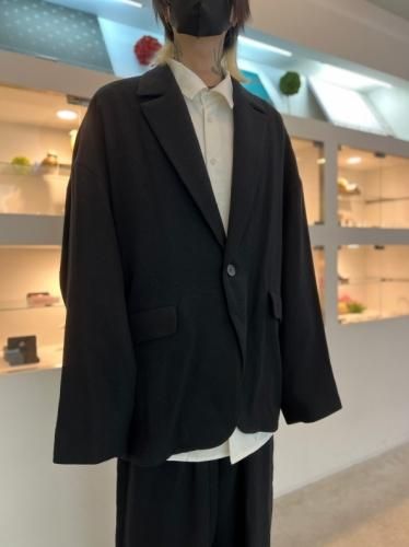 my beautiful landlet / WOOL TWILL BIG JACKET / BLACK - LAD