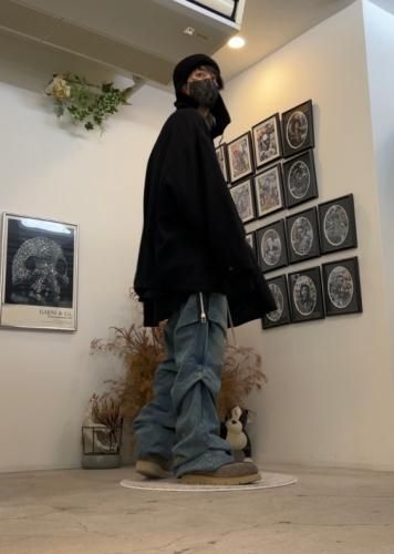my beautiful landlet / WOOL TWILL BIG JACKET / BLACK - LAD