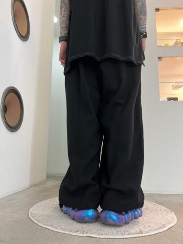 my beautiful landlet / WOOL TWILL TUCK WIDE PANTS / BLACK - LAD