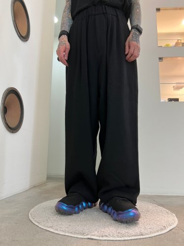 my beautiful landlet / WOOL TWILL TUCK WIDE PANTS / BLACK