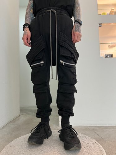 A.F ARTEFACT / Damage Belt Cago Sweat Sarouel Pants / Black - LAD