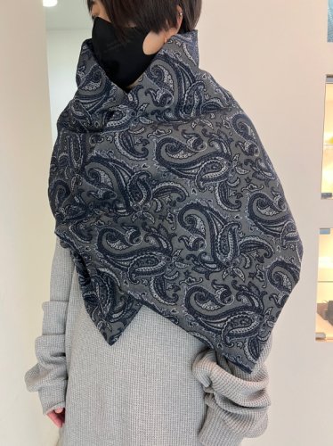 my beautiful landlet / PAISLEY PATTERN JACQUARD DOWN STOLE / NAVY