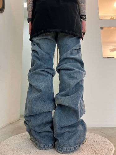 A.F ARTEFACT / Denim Tuck Slim Baggy Pants / Indigo Blue